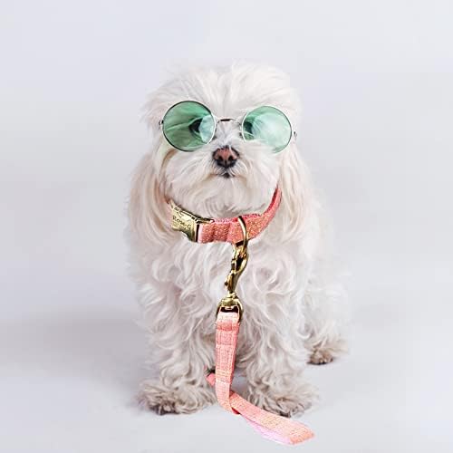 Нашийник за кучета Mimi Green 'Classic Linen' Heavy Duty Premium големи, средни, малки размери шоколадово кафяво/сиво, Червено / сиво на цветя