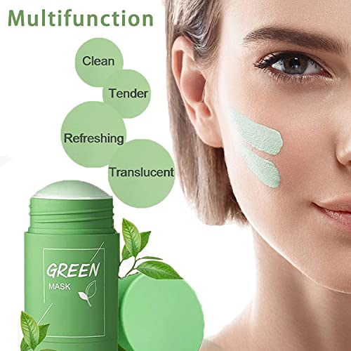 WONNABUY Green Tea Mask Stick for Face, Почистваща Маска от зелен Чай,Контрол на масла За Премахване на Акне, Почистване,Сужающая