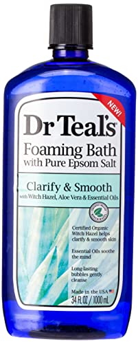 Dr Teal's Foaming Bath with Pure Английска Сол, Clear & Smooth with Witch Hazel & Aloe Vera, 34 течни унции