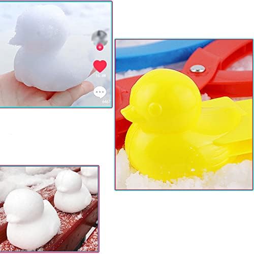 Пакет 3 Cartoon Duck Snowball Maker Клип, Snowball Maker Toys, Winter Snow Scoop Клип, Duck Shape Snowball Maker - Зелен