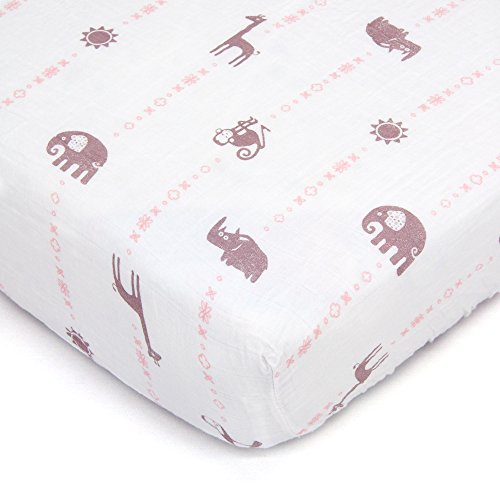 Бамбино Land Organic Muslin Crib Sheet - Animal Designs (Jungle Girl)