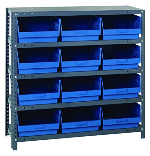 Quantum Storage 1839-210BL Store More Steel Shelving Unit with 6 Срок Bins, 18 D x 36 W x 39 H, Blue
