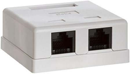 Cmple - 2 Port Cat5e Surface Mount Box, RJ-45 Cat5 Dual Port Surface Mount Box за Ethernet кабели, Болтове и двупосочна