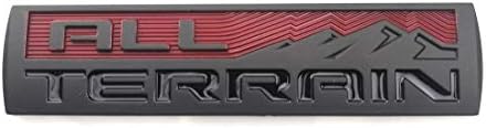 2 елемента All Terrain Emblems 3D Иконата на Етикети Етикети Стикери на Багажника, Капак на Вратата Логото на Замяна За 2018-2019 GMC Sierra (черно, червено)