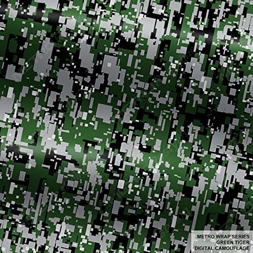 Метро Wrap Series Green Тигър Digital Camouflage 5ft x 3 фут (15 sq/ft) Camo Рибка Car Wrap Film