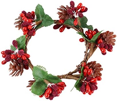 JUDVDX 6 бр. Коледен Венец направи си САМ Украса на Изкуствено Растение Моделиране на Клечка Свещ Пръстен Декоративни Мъниста (цвят : A)