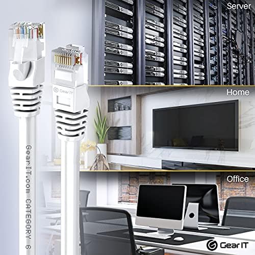 GearIT Cat 6 Ethernet Кабел 4 ft (24-Pack) - Cat6 кабел Пластир, Пач-кабел Cat 6, Cat6 Кабел, Кабел, Cat 6, Cat6 Кабел Ethernet Мрежов кабел, Интернет - кабел - Бял 4 фута