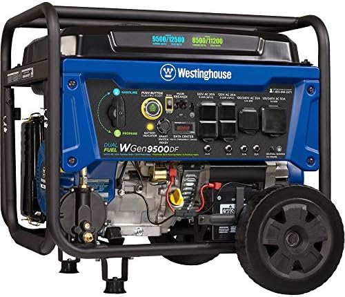 Уестингхаус Outdoor Power Equipment WGen9500DF Dual Fuel Преносим Генератор-9500 Rated 12500 Watts Peak Gas or Propane
