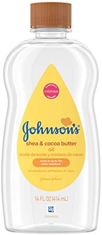 Johnson ' s Baby Oil, Минерално масло, богато на масло от шеа и какао, за да се предотврати загубата на влага, Хипоалергичен,