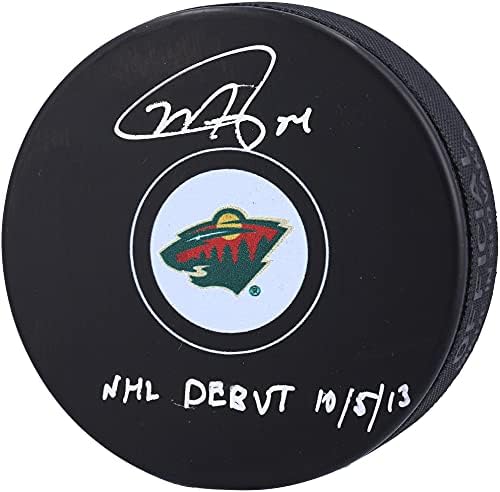 Мат Dumba Minnesota Wild Хокейна шайба, с автограф с надписДебютира в НХЛ 10/5/13 - Autographed NHL Pucks