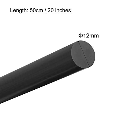 пластмасова кръгла пръчка uxcell диаметър 1/2 с дължина 20 инча, Черен (POM) Полиоксиметиленовые пръти Инженеринг Пластмасова
