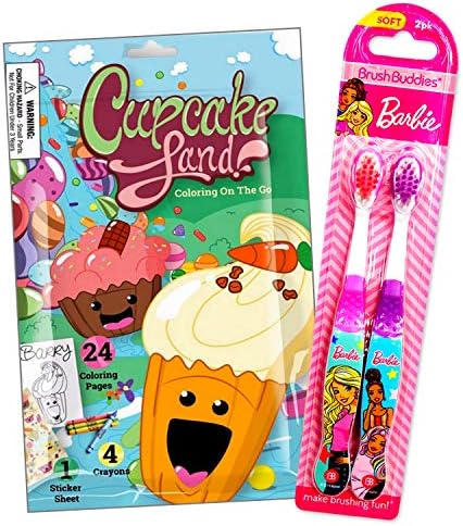 Момиче Пъзел Toothbrush Travel Activity Set for Girls Bundled Includes Cupcake Land Забавни Reward Pack with Crayons,