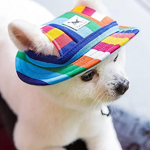 HONGTAO Dog Caps Cat Hat Sunhat with Stripe Mesh Cloth for Small Medium Sun Cap Pet Products(Flower L)