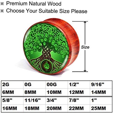 FLYUN 2 ЕЛЕМЕНТА Дървени Сензори За Ушите на Ушна Тапа Тунел Растяжитель Удължител 8-25 мм, като 0кг-1 Дървото на живота