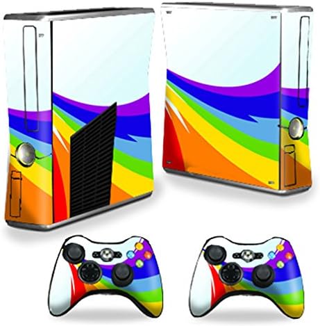 MightySkins Skin е Съвместим с Microsoft Xbox 360 S Slim + 2 Контролера Skins wrap Sticker Skins Rainbow Flood