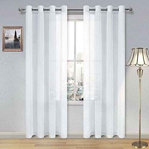 DWCN Sheer White Curtains - Прозрачна Вуалевые Люверсы за Хол/Спални, дължина 52 x 84 инча, Комплект от 2 панели