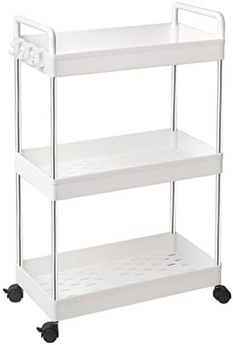 SOLEJAZZ Rolling Storage Cart, 3 Tier Utility Cart Mobile Slide-Out Organizer, Bathroom Standing Rack Shelving Unit Organizer