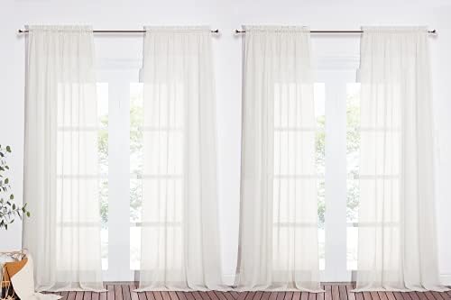 NICETOWN 4 Panels Чисто Curtains 95 - Plain Tulle Voile Window Panel Drapes / Draperies Set for Hall (4 бр., W60 x L95,