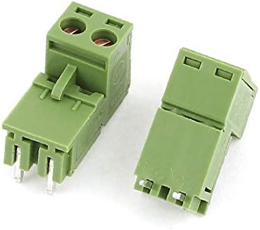 X-DREE 2 бр Зелен 5,08 mm Plug винт клеммный блок Правоъгълен конектор 300V 10A(Connettore a vite ad angolo retto 300-V 10A da 2 pz verde 5,08 mm