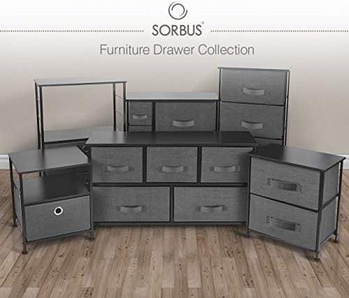 Sorbus Тоалетка with 5 Drawers - Furniture Storage Tower Unit for Bedroom, Halloween, Closet, Office Organization - Стоманена