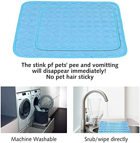 Wironlst Summer Пет Self Cooling Mat - Cats Dogs Washable Ice Silk Cooling Mat, Дишаща Пет Щайга Cushion Sleep Pad for