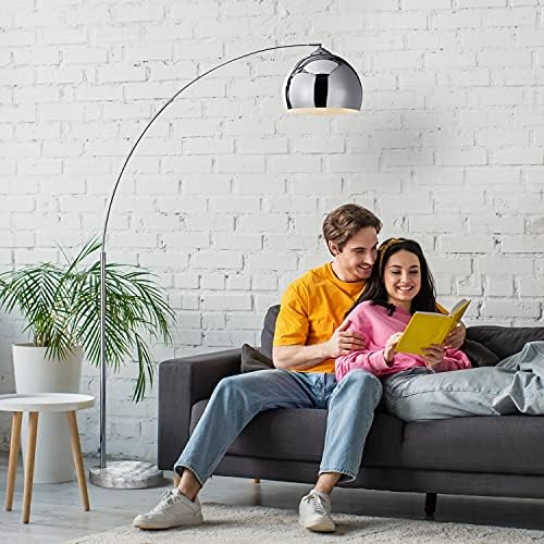 Archiology Arc Floor Lamp, 67Височина на Хром под лампа с подово превключвател и стабилен мрамор основание, уникален извит дизайн, идеален за всекидневна Четене Спални домашен