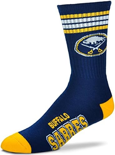 За galina краката NHL 4 Stripe Deuce Crew Мъжки чорапи-Buffalo Sabres-Големи (10-13)