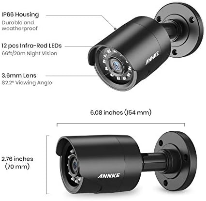 ANNKE 2-Pack Indoor/Outdoor 1080P Bullet Security Camera with IP66 Weatherproof, 100ft Super Night Vision