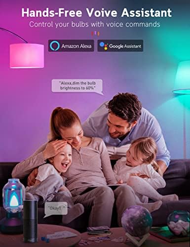 Интелигентни електрически Крушки, Tasmor Промяна на Цвета на Крушка Работи с Alexa и Google Assistant, Затемняемая Bluetooth
