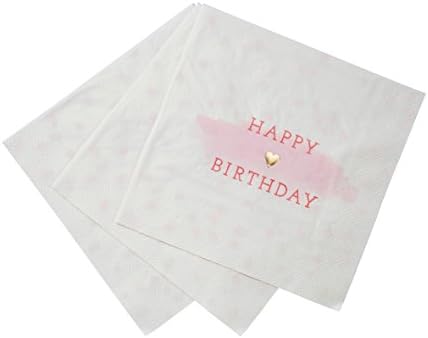 Говорещи маси Розови и златни вечерни аксесоари | Розови салфетки честит Рожден Ден | Отлично подходящ за къпане на бебе, парти за момичета, 1-ви рожден ден и рожден д