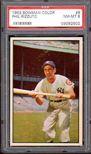 1953 Bowman Color 9 Phil Rizzuto Hof йорк Янкис Psa 8 09092802 - Бейзболни Стари карти