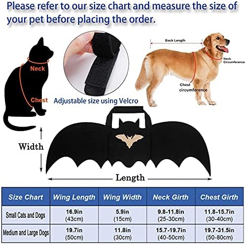 Brocarp Dog Costume, Pet Bat Wings with and Leash Тиква Bells, Cat Dog Halloween Costumes, Party Dress Up Смешни Cool