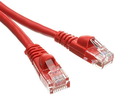 50 фута (15,2 м) Cat5e Мрежа Ethernet UTP Пач кабел, 350 Mhz, (50 фута/15,2 метра) Cat 5e Snagless Формованный Зареждащ кабел за КОМПЮТЪР/Рутер / PS4 / Xbox/Модем Red ED693299 (4 опаковки)