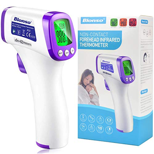 Bionso No Touch Челото Термометър за възрастни и деца, Бърз и Професионален, Точен, Обновен Безконтактен Цифров Температурен Пистолет за Бебето и Детето, Инфрачервен Пред