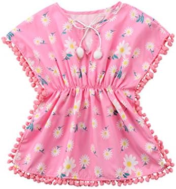 Сладко Toddler Baby Girls Beachwear Cover-Ups Balls Tassel Губим Swim Cover-ups Dress