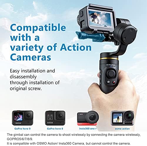3-аксиален кардан стабилизатор на екшън камери, съвместим с GoPro Hero 10/9/8/7/6/5, OSMO Action,Insta360 ONE R,време