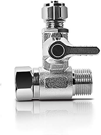 Frizzlife Brass Feed Water Adapter - 3/8 inch,3/8 inch Comp и 1/4 inch OD Compression Angle Stop Valve Adapter for Reverse