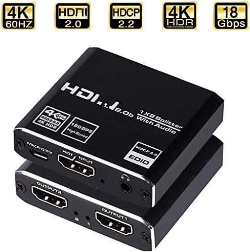 SXYLTNX 1x8 4K UHD HDMI Splitter 2.0 1x2 2.0 HDMI Splitter HDCP 2.2 HDR Сплитер HDMI 2.0 4K 1x4 дървен материал HDMI2.0 Сплитер (Цвят : както е показано, размер : един размер)