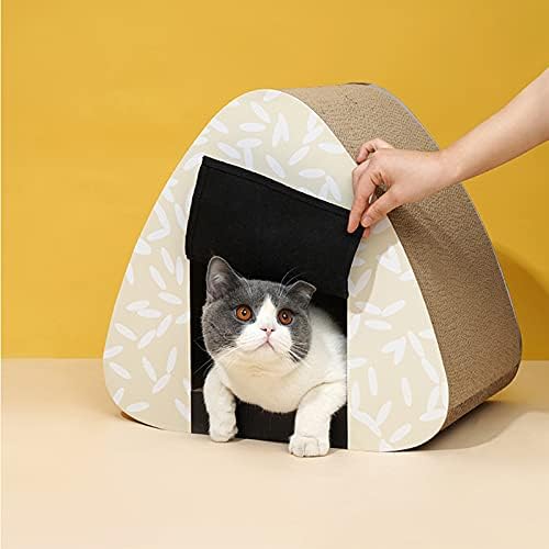 KKVV Cat Scratcher Cardboard, Rice Топка Shape Cat Scratching Възглавничките with Hole, Furniture Защита, Cat Training Toy, Recyclable Cardboard Cat Фоайе,B