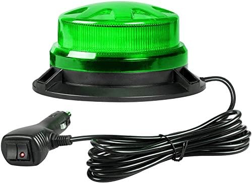 gppower LED Strobe Light 12V-24V Green 12 LED Въртящ се Мига Предупреждение за Сигурност Мига Фар Светлини с Магнитен