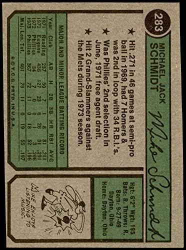 1974 Topps # 283 Майк Шмид Филаделфия Филис (Бейзболна карта) Карта Дина 5 - EX Phillies