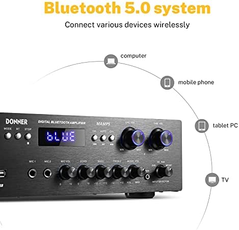 Donner Bluetooth 5,0 Стерео Аудио Усилвател на Приемника, 4 канала, 440 W Максималната Мощност за Домашно Кино, Стерео