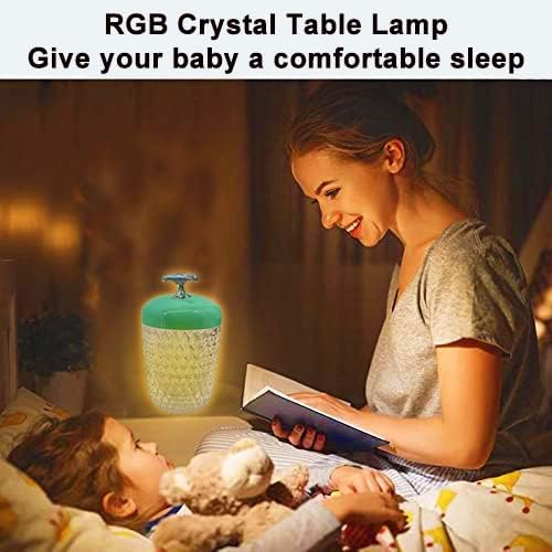 Преносим Кристален Настолна Лампа HONGMAO,Акумулаторна Ночники С Докосване Сензор, RGB Промяна на Цвета на Нощна Лампа