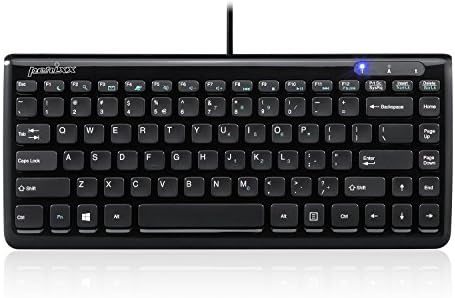 Perixx PERIBOARD-407B US, Проводна USB Мини клавиатура с 11 Горещи клавиши - Лъскаво черен - US English Layout