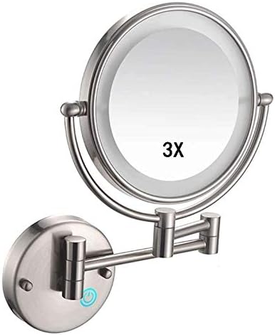 XIAOQIANG Огледало за Грим, Увеличение 3X, Огледало за баня 8 инча Кръгло Огледало За грим 360 Ротация, за Хотели Баня