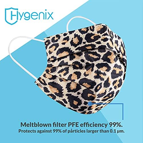 Hygenix for You Леопард 3ply Еднократна маска за лице PFE 99% (опаковка от 50 бр.). Удобни и стилни модни маска за лице