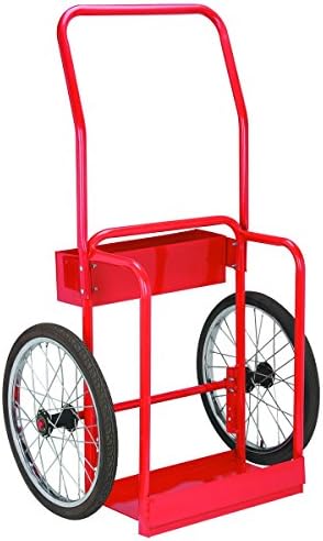 Червена Стоманена количка за заваряване на въжета обзавеждане факел на резервоарите на заваряване върху неравен терен