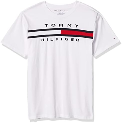 Тениска Tommy Hilfiger Boys с къс ръкав и кръгло деколте, Памук, Плътен цвят с имуществена бродиран лого
