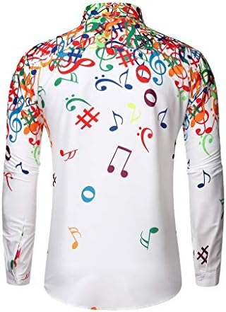 Polo ризи с Дълъг Ръкав за Мъже Casual Новост Музикална Нота Модел Ежедневни Риза С Дълги Ръкави Зима Есен Риза Блуза,