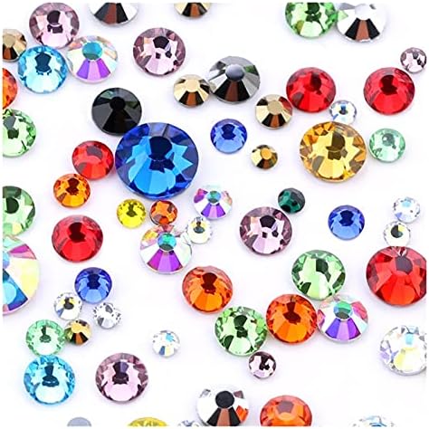 Multicolor-Color SS6-SS30 Crystal Glass Glitter Кристал Flatback Hot Fix Кристали за Шиене на ноктите (Цвят : Магма, размер